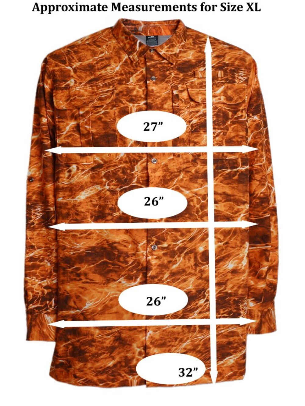 MOSSY OAK Men’s Shirt Adjustable Long Sleeve UV Protection Campfire Size XL NEW - Picture 8 of 8